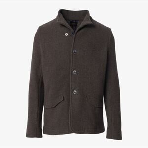 Allen Edmonds Gray Lambswool Knit Button Front Sweater Blazer Jacket